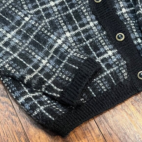 Vtg Plaid Mohair Blnd Cardigan Sweater Women Medium Academia Soft Grunge Granny - Picture 7 of 12